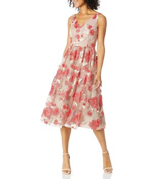Calvin Klein | Women's Sleeveless V-Neck Embroidered Party Dress商品图片,