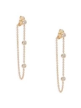 Saks Fifth Avenue | ​14K Yellow Gold & 0.2 TCW Diamond Chain-Drop Earrings,商家Saks OFF 5TH,价格¥2063