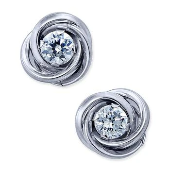 Macy's | Cubic Zirconia Love Knot Stud Earrings in 10k White Gold,商家Macy's,价格¥524