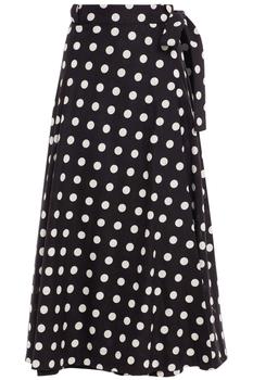 product Bellitude polka-dot linen and cotton-blend midi wrap skirt image