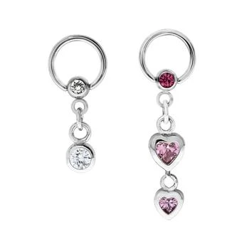 Rhona Sutton | Bodifine Stainless Steel Set of 2 Crystal Drop Charm Cartilage Rings,商家Macy's,价格¥212