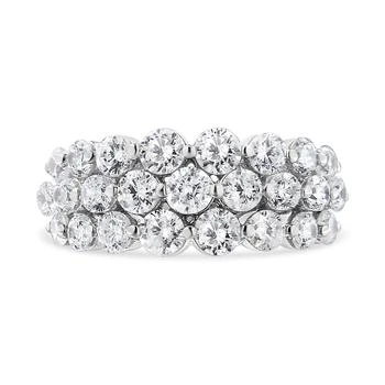 Haus of Brilliance | 10K White Gold 2 1/2 Cttw Round Natural Diamond 3 Row Band Ring,商家Premium Outlets,价格¥26860