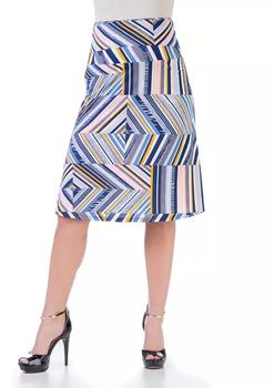 推荐24seven Comfort Apparel Geo Print Elastic Waist Maternity Knee Length Skirt商品