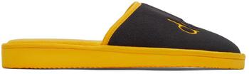 Drew House | SSENSE Exclusive Black & Yellow Scribble Slippers商品图片,额外8.5折, 独家减免邮费, 额外八五折