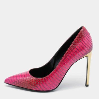 ysl高跟鞋价格, [二手商品] Yves Saint Laurent | Yves Saint Laurent Pink Python Leather Pointed Toe Pumps Size 38商品图片 9.1折, 满1件减$100, 满减