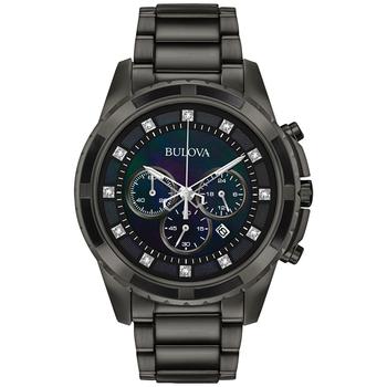 推荐Men's Chronograph Diamond Accent Dark Gray Stainless Steel Bracelet Watch 44mm 98D133商品