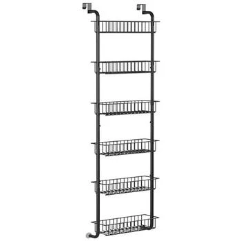 Fresh Fab Finds | 6 Tier Over Door Pantry Organizer Hanging Hooks Door Storage Rack Carbon Steel Basket 62.99" Over Door Shelf for Kitchen Bathroom Black,商家Verishop,价格¥479