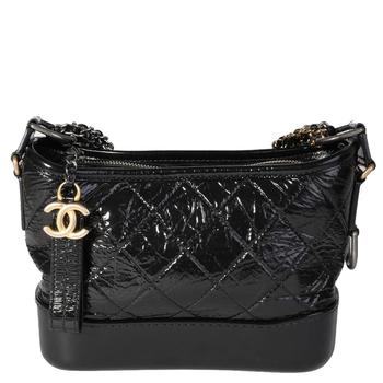 chanel包, [二手商品] Chanel | Chanel Black Aged Patent Calfskin Leather Small Gabrielle Hobo Bag商品图片 8.9折