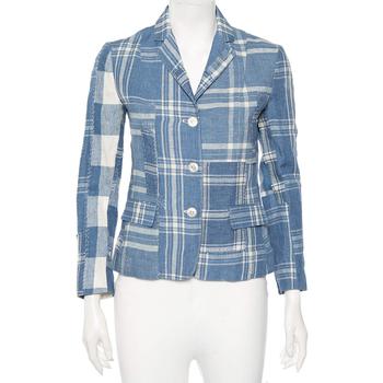 [二手商品] Ralph Lauren | Ralph Lauren Blue Checkered Line Patchwork Detail Blazer S商品图片,2.1折, 满1件减$100, 满减