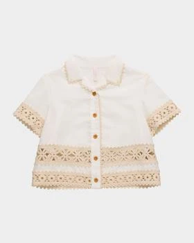 Zimmermann | Girl's Wylie Scallop Trim Shirt, Size 4-12,商家Neiman Marcus,价格¥1327