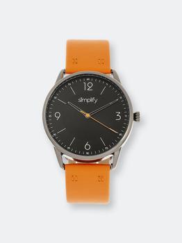 推荐Simplify The 6300 Leather-Band Watch Orange/Black商品