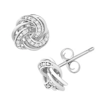 Macy's | Diamond Love Knot Stud Earrings (1/10 ct. t.w.) in Sterling Silver,商家Macy's,价格¥1598