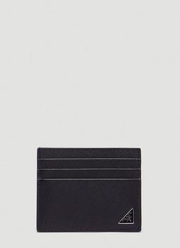 Prada | Saffiano Triangle Logo Cardholder in Grey商品图片,