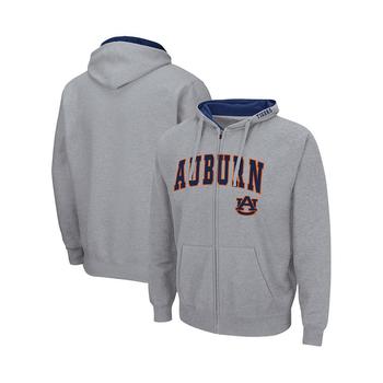 推荐Men's Heathered Gray Auburn Tigers Arch and Logo 3.0 Full-Zip Hoodie商品