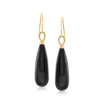 商品Canaria Black Jade Drop Earrings in 10kt Yellow Gold图片