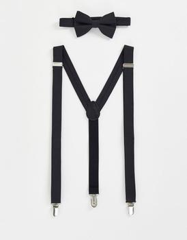 ASOS | Noak textured bow tie and braces in black商品图片,额外8折x额外9.5折, 独家减免邮费, 额外八折, 额外九五折