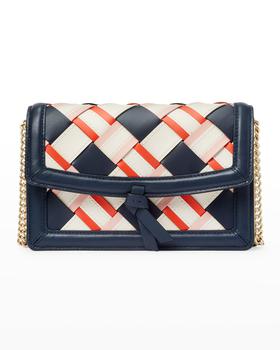 kate spade bag男包, Kate Spade | knott woven leather flap crossbody bag商品图片 4.8折