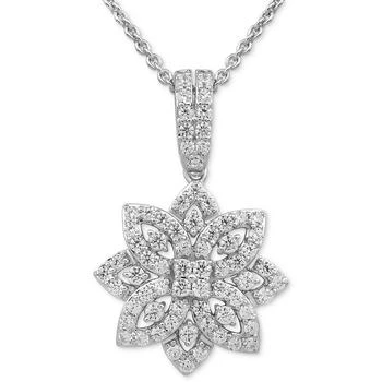 Macy's | Diamond Flower Cluster 18" Pendant Necklace (1/2 ct. t.w.) in Sterling Silver 
