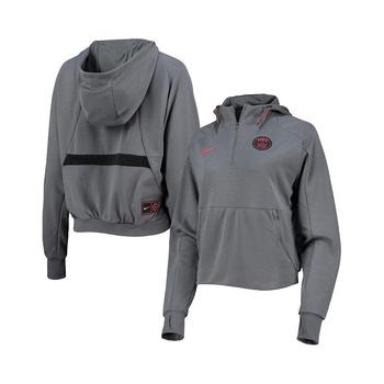 nike air force1旅行, NIKE | Women's Gray Paris Saint-Germain Travel Midlayer Raglan Fleece Quarter-Zip Performance Hoodie商品图片 