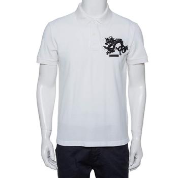 推荐Prada White Cotton Pique Dragon Embroidered Polo T-Shirt XXL商品