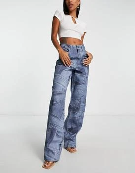 AFRM | AFRM balloon leg laser print jean in blue,商家ASOS,价格¥603