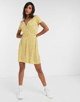 推荐French Connection Aubi Ditsy Meadow jersey mini dress in yellow商品