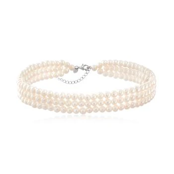 Ross-Simons | Ross-Simons 5-6mm Cultured Pearl 3-Row Choker Necklace in Sterling Silver,商家Premium Outlets,价格¥825