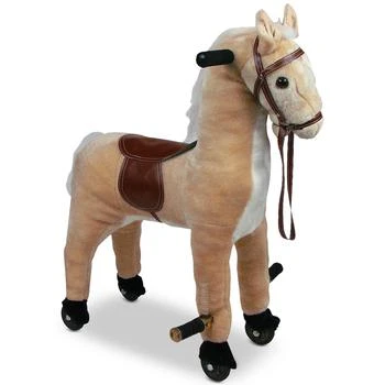 Trademark Global | Happy Trails Plush Walking Horse with Wheels & Foot Rests , 28.5" x 12" x 23" 