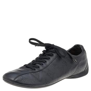 lv低帮鞋, [二手商品] Louis Vuitton | Louis Vuitton Black Monogram Perforated Leather Low Top Sneakers Size 38.5商品图片 满1件减$100, 满减