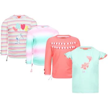 推荐Pack of 4 swimming shirts in pink white green and turquoise商品