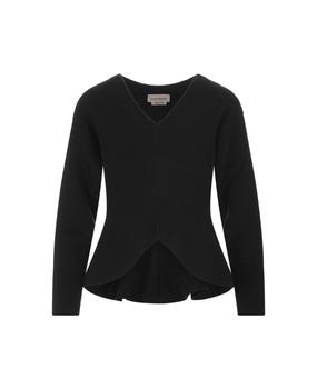 Alexander McQueen | Woman Black Sweater With Asymmetrical Hem商品图片,