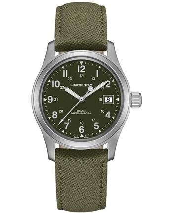 推荐Hamilton Khaki Field Mechanical Green Dial Textile Strap Men's Watch H69439363商品