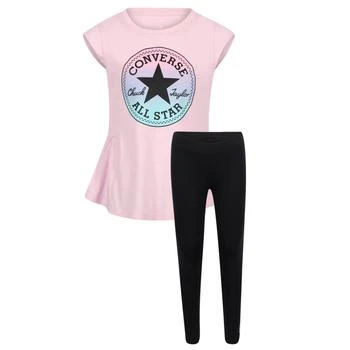 推荐Logo blouse and leggings set in pink and black商品