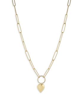 商品14K Yellow Gold Heart Pendant Link Necklace, 17" - 100% Exclusive图片