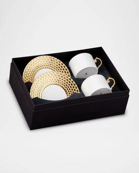 L'Objet | Aegean 24K Gold Tea Cups & Saucers, Set of 2,商家Neiman Marcus,价格¥3983