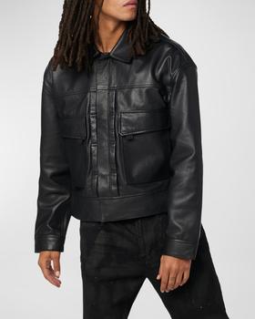 推荐Men's Lambskin Leather Trucker Jacket商品