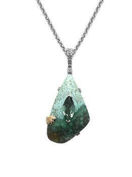 商品Stephen Dweck | One-Of-A-Kind Sterling Silver, 18K Yellow Gold, Turquoise, & Prasiolite Pendant Necklace,商家Saks Fifth Avenue,价格¥20428图片
