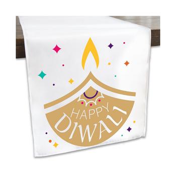 商品Happy Diwali - Festival of Lights Party Dining Tabletop Decor - Cloth Table Runner - 13 x 70 inches图片