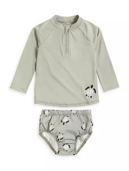 Petit Lem | Baby Boy's 2-Piece Rashguard Top & Turtle Swim Diaper Set,商家Saks Fifth Avenue,价格¥278