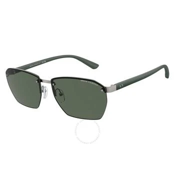 Armani Exchange | Dark Green Irregular Men's Sunglasses AX2048S 600371 59 4.9折, 满$200减$10, 满减