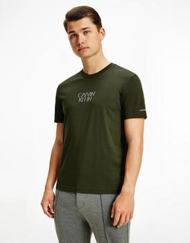 推荐Calvin Klein shadow centre logo t-shirt in dark olive green商品