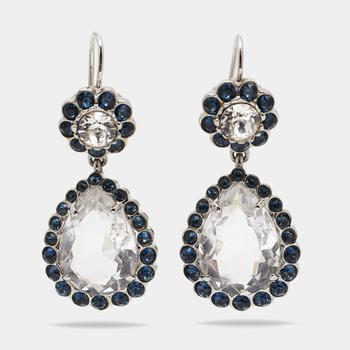 推荐Miu Miu Crystals Silver Tone Drop Earrings商品
