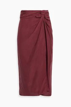 推荐Amber twist-front silk crepe de chine midi skirt商品
