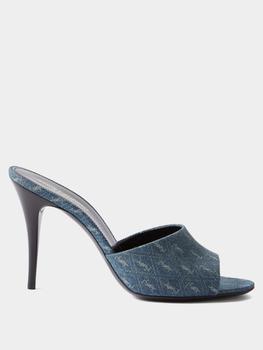 ysl高跟鞋价格, Yves Saint Laurent | La 16 95 YSL-monogram denim mules商品图片 