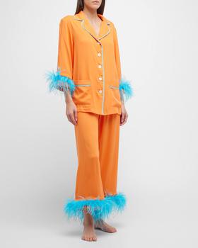 商品Sleeper | Cropped Feather-Trim Party Pajama Set,商家Neiman Marcus,价格¥2648图片