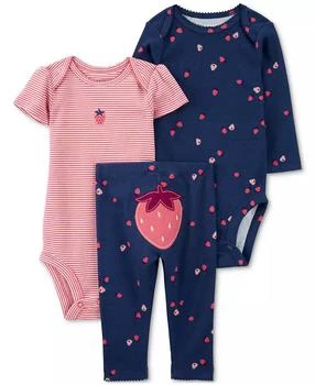 Carter's | Baby Strawberry-Print Cotton Bodysuits & Pants, 3 Piece Set,商家Macy's,价格¥134