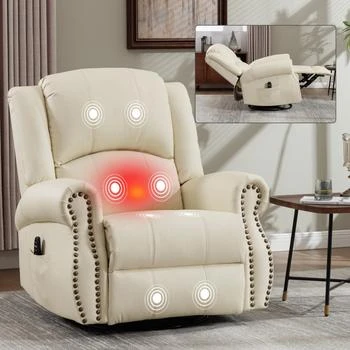 Streamdale Furniture | Streamdale Heat Massage Rocker Swivel Recliner Chair, Beige,商家Premium Outlets,价格¥4497