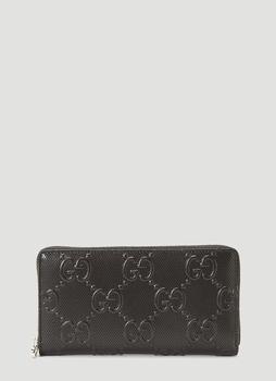 推荐Perforated-Leather Zip-Around Wallet in Black商品