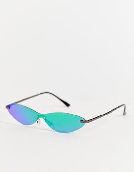 推荐Public Desire Y2k cat eye sunglasses in neon yellow商品