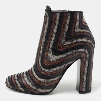 菲拉格慕鞋女靴, Salvatore Ferragamo | Salvatore Ferragamo Multicolor Leather Feeling Zig Zag Block Heel Ankle Boots Size 38.5商品图片 5.6折